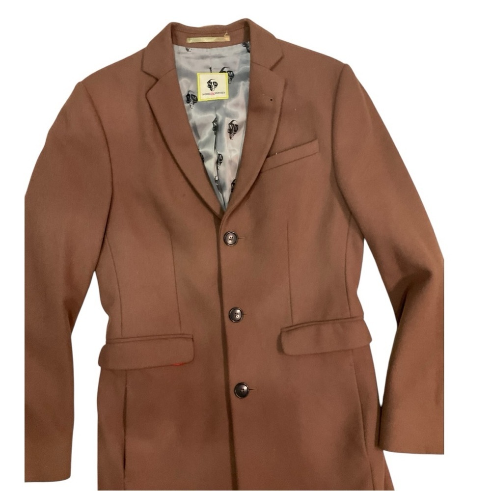 🙈 Noose & Monkey Brown‎ Long Blazer 🧥 36RG Statement Jacket - Picture 3 of 7